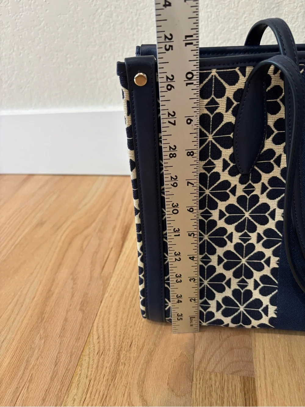 kate spade Navy and Cream Floral Stripe Tote